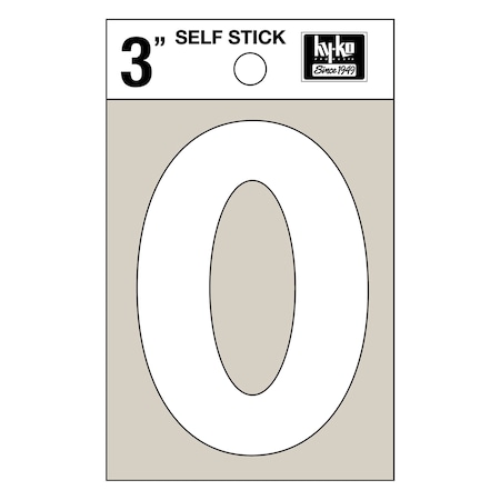 Hy-Ko 3In White Vinyl Number 0, 10PK A30510